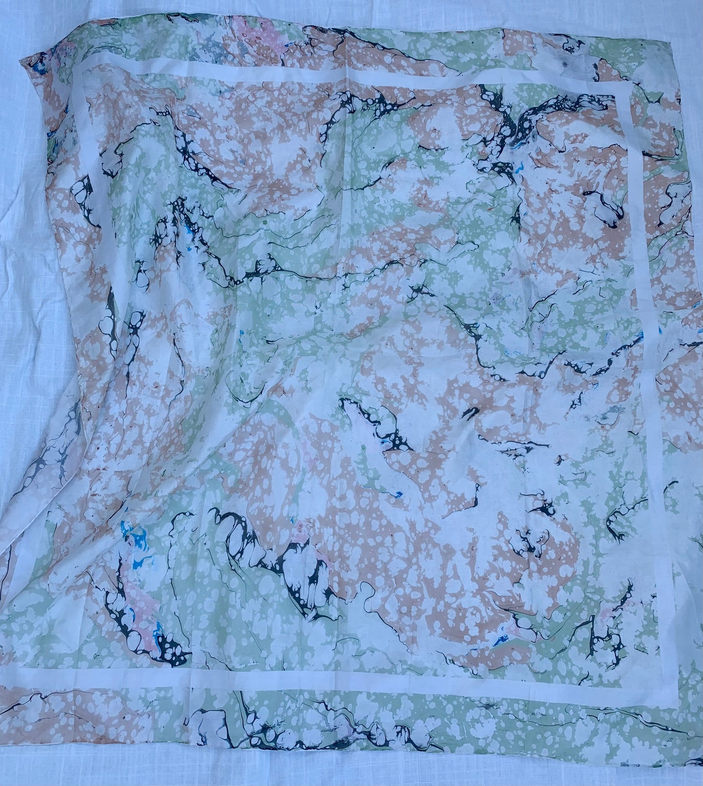 Marble Screen Printed Silk Scarf