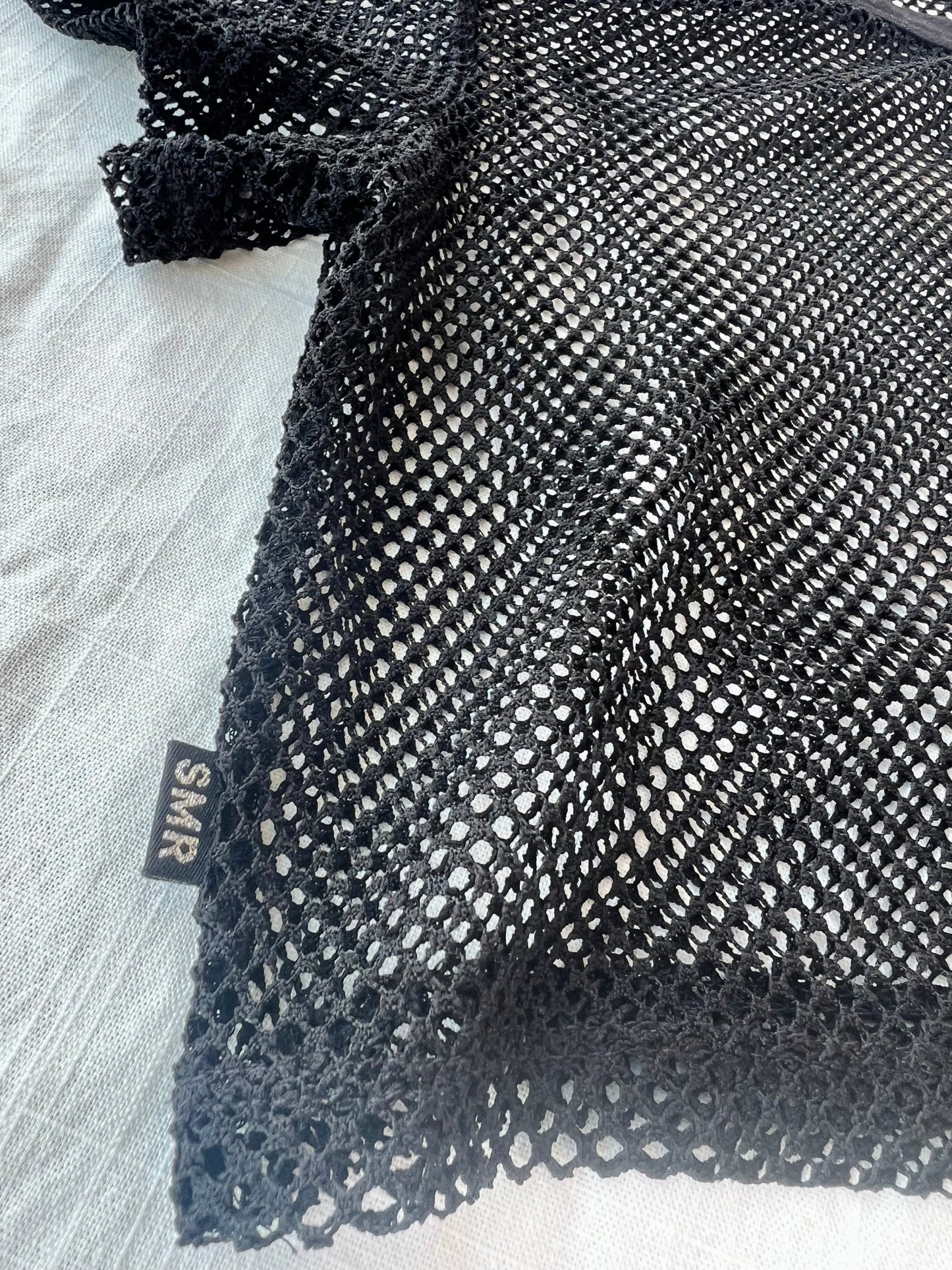Netted mesh crop t shirt