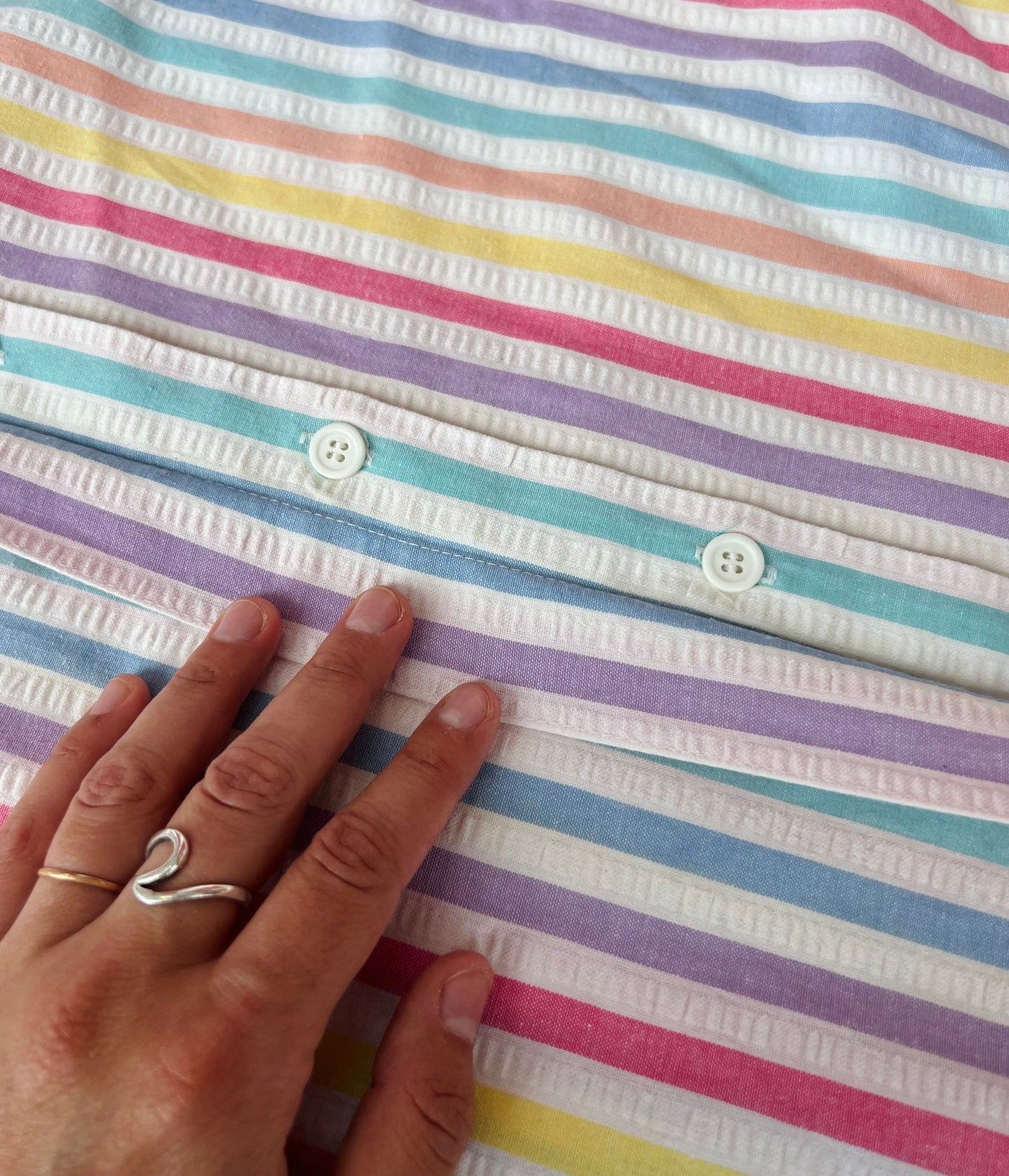 Pastel rainbow stripes duster dress