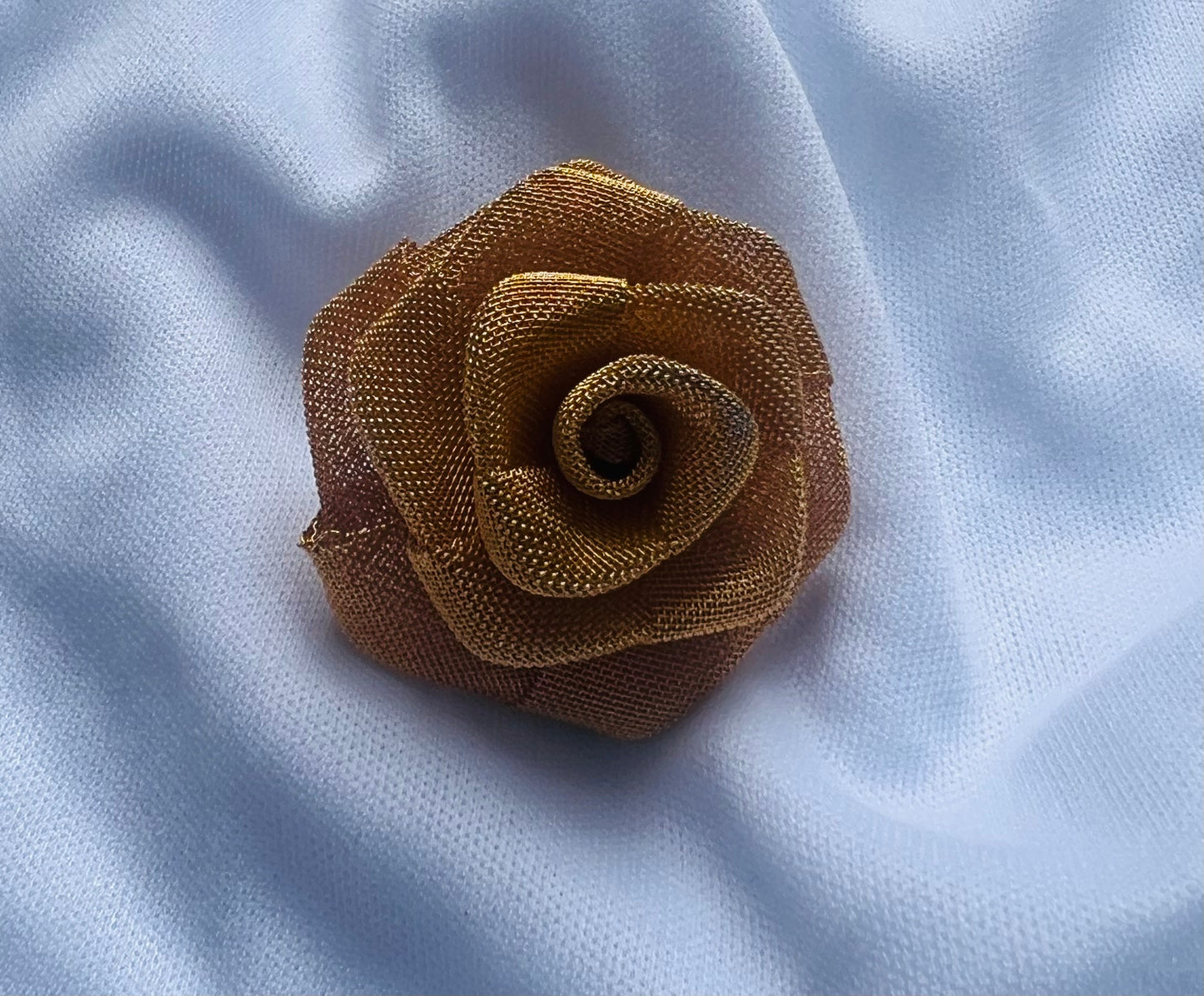 Gold Mesh Rose Brooch