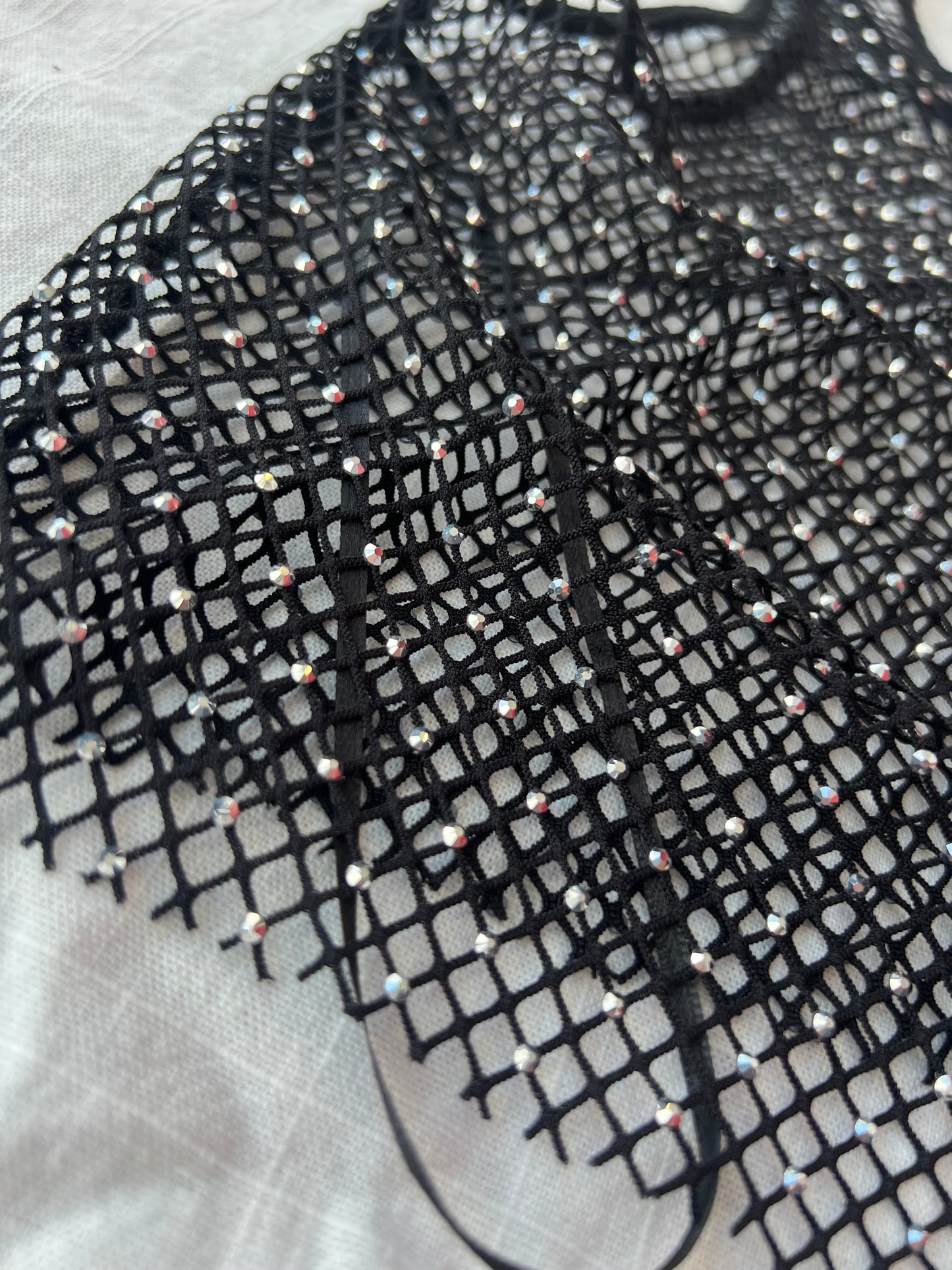 Black Mesh sparkly crop tank