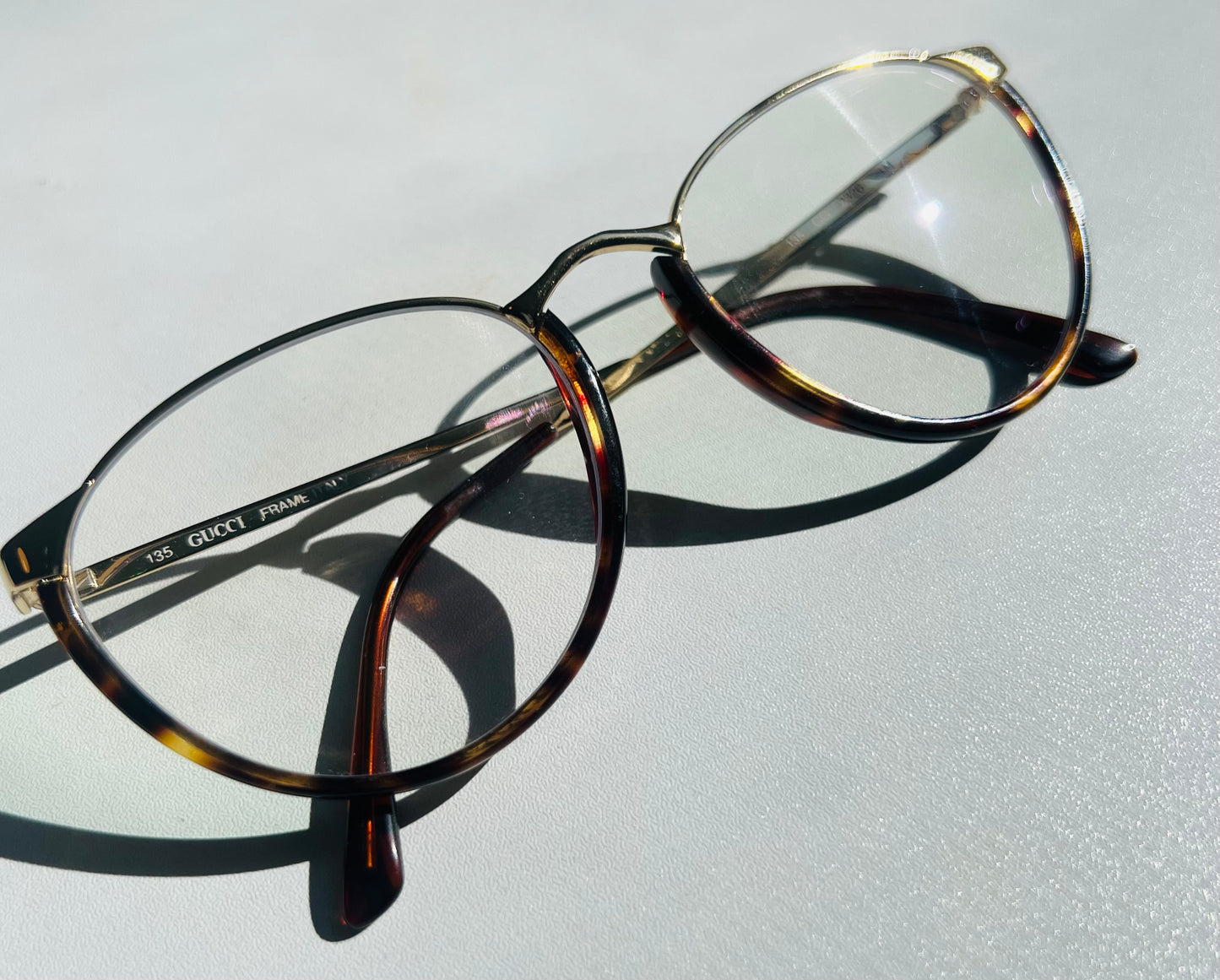 1980s Gucci Gold Plated Blue Light Glasses