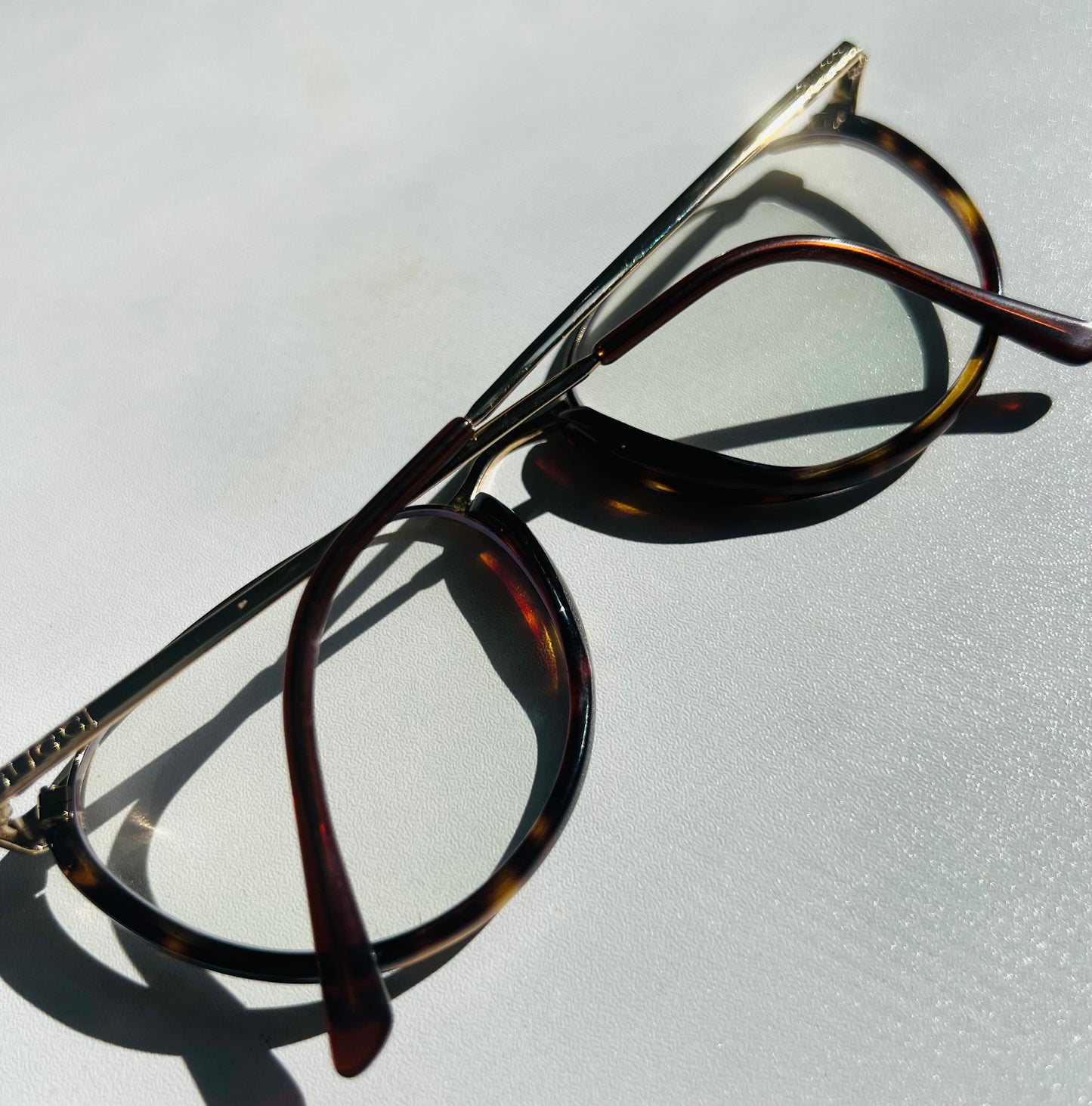 1980s Gucci Gold Plated Blue Light Glasses