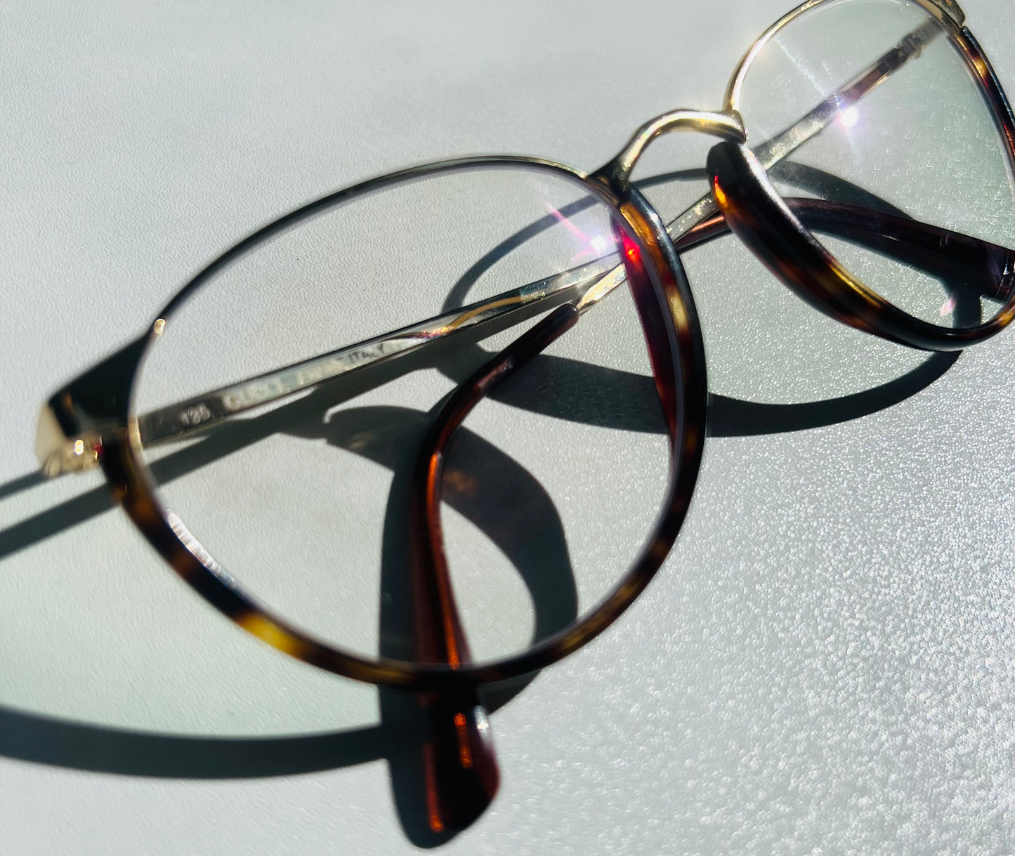 1980s Gucci Gold Plated Blue Light Glasses
