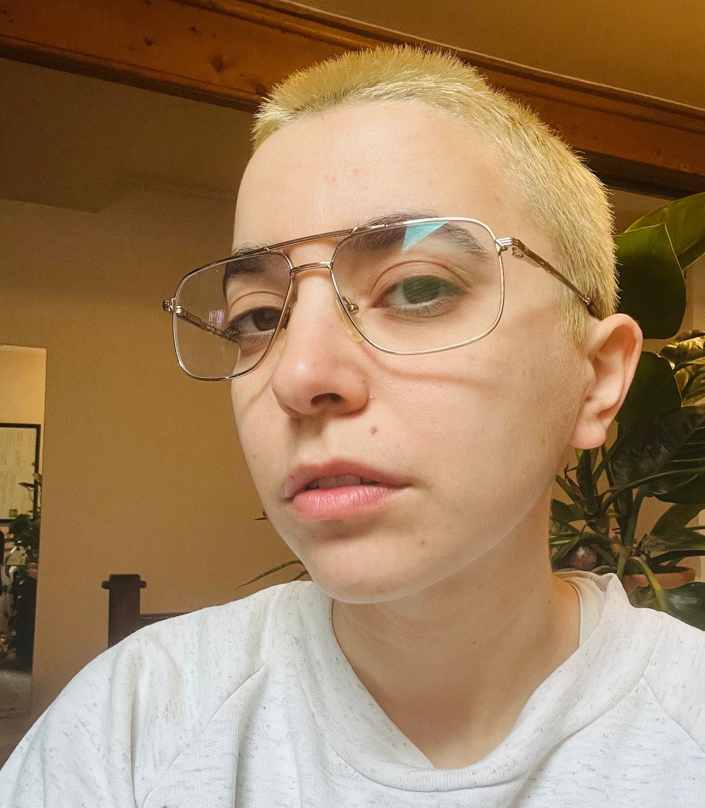 1980s Bulova Blue Light Gold Frame Glasses