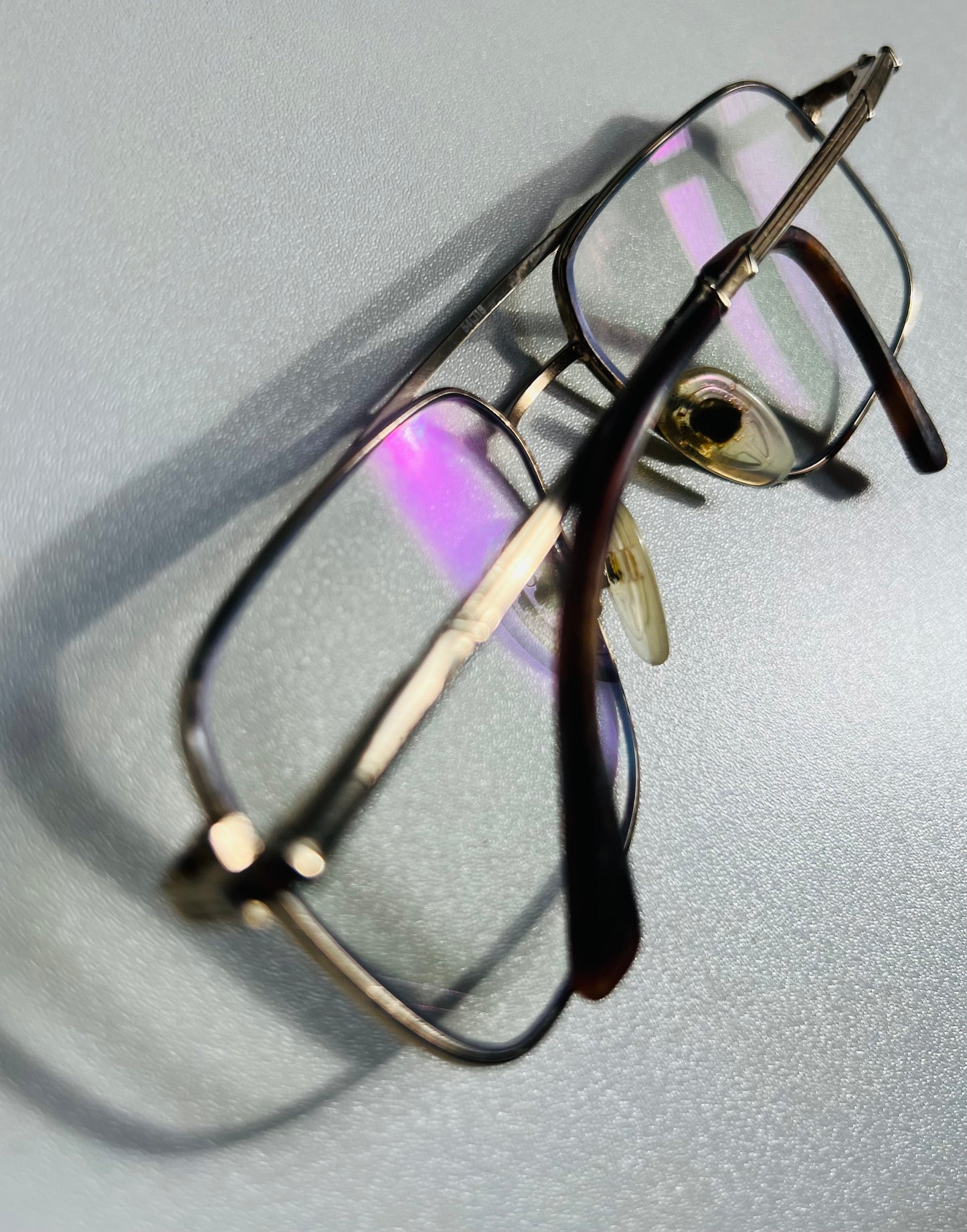 1980s Bulova Blue Light Gold Frame Glasses