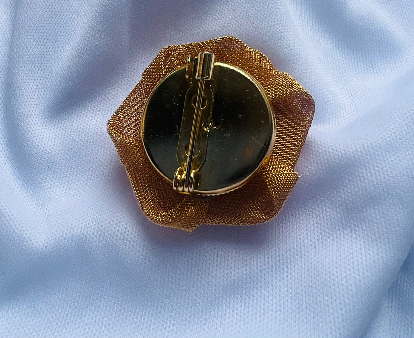 Gold Mesh Rose Brooch