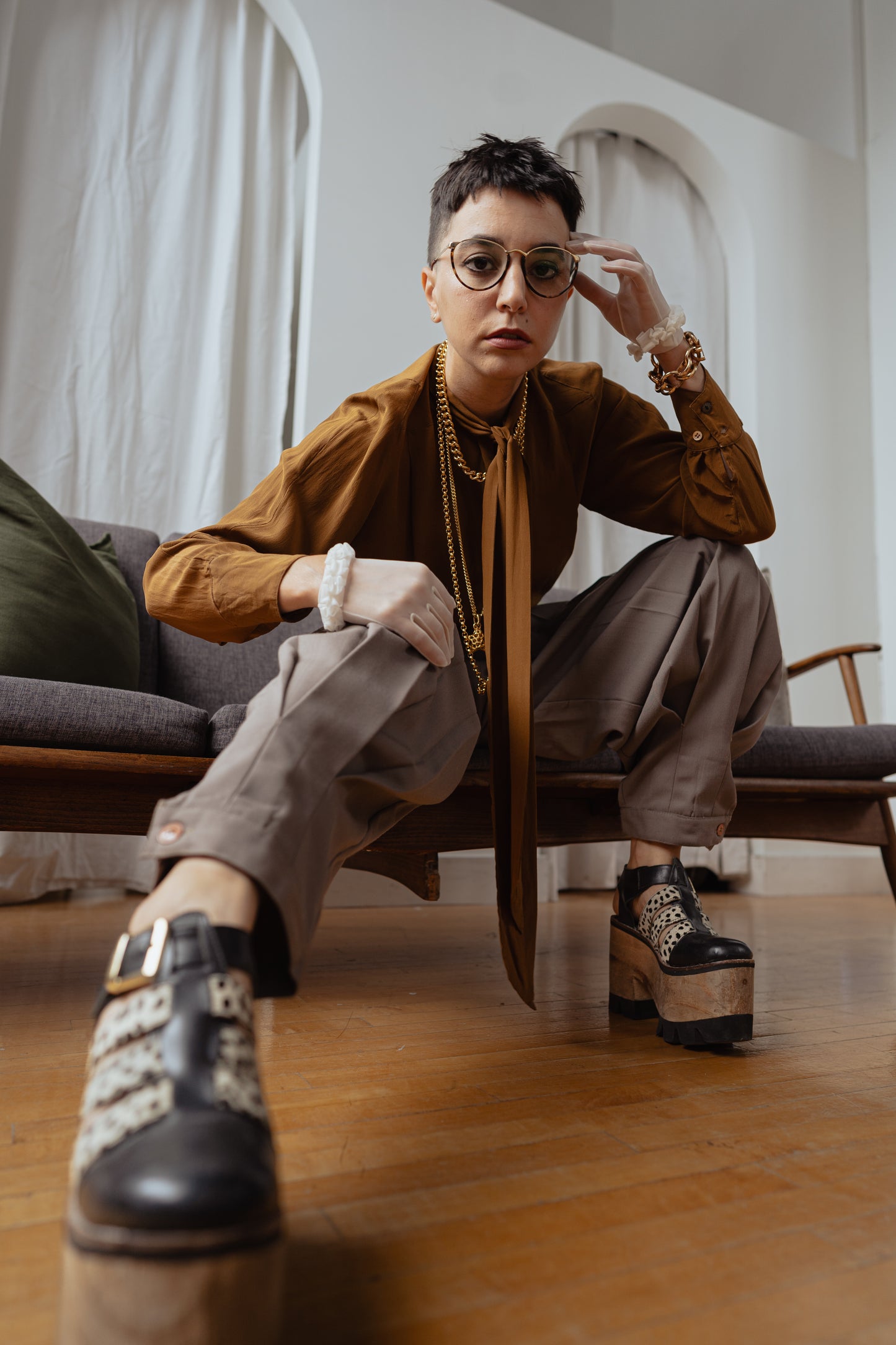 1980s Gucci Gold Plated Blue Light Glasses