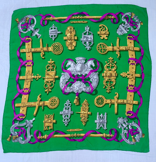Kelly Green Hermes Silk Scarf