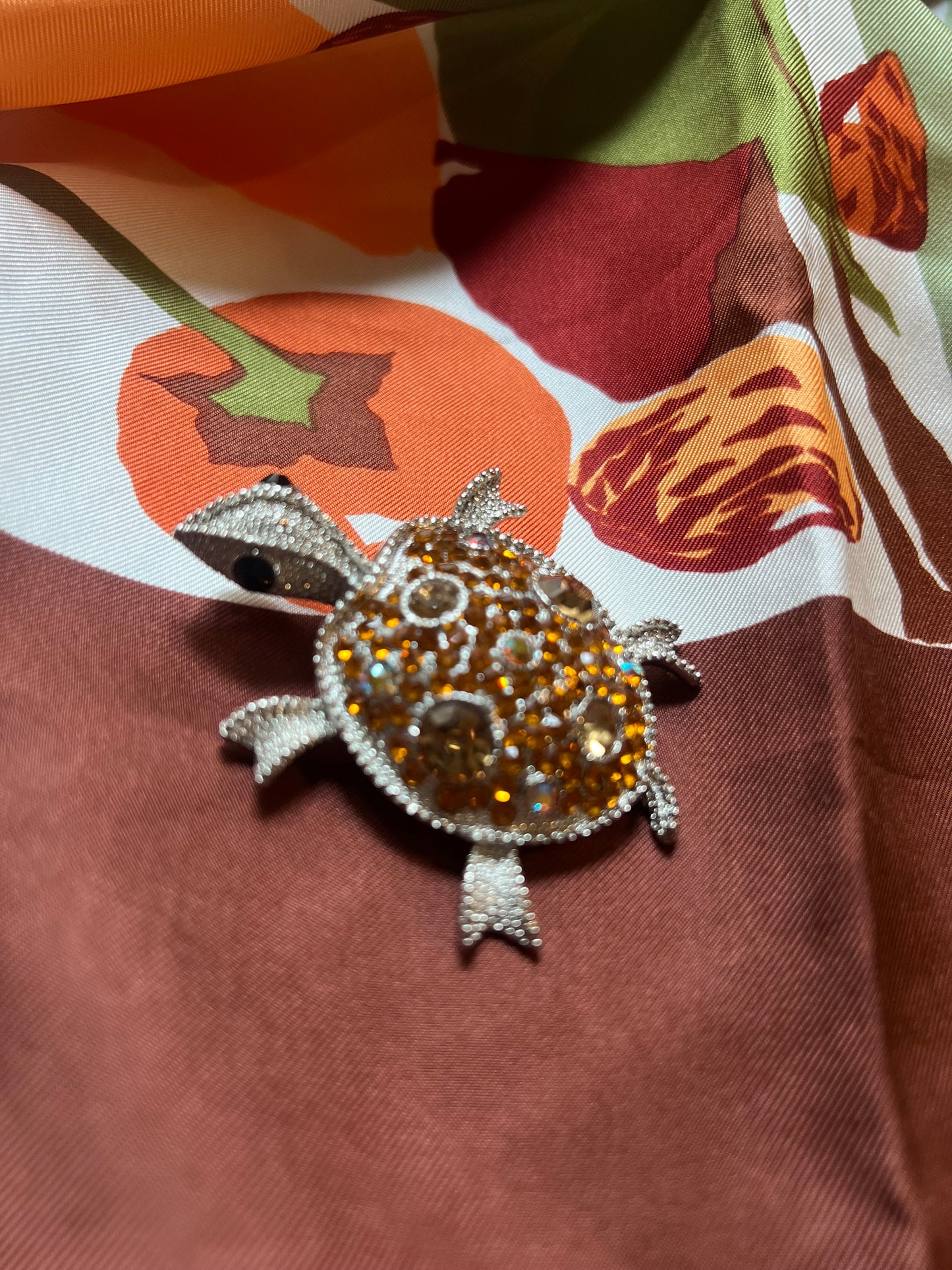 Fancy Tangerine Turtle Brooch/Pendant