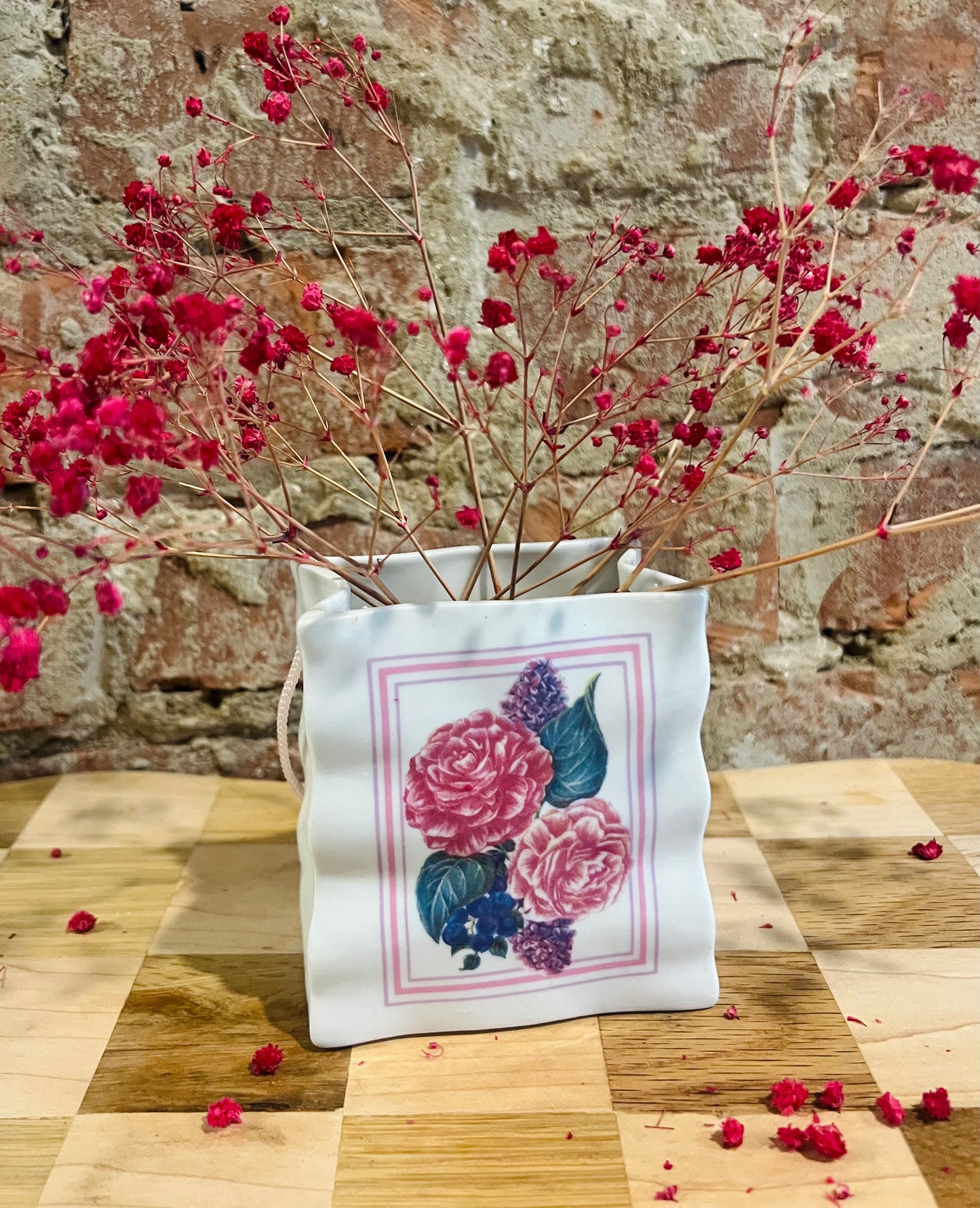 Peony paper bag vase