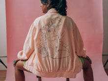 Load image into Gallery viewer, Blooming: Blush silk Hand Painted bomber