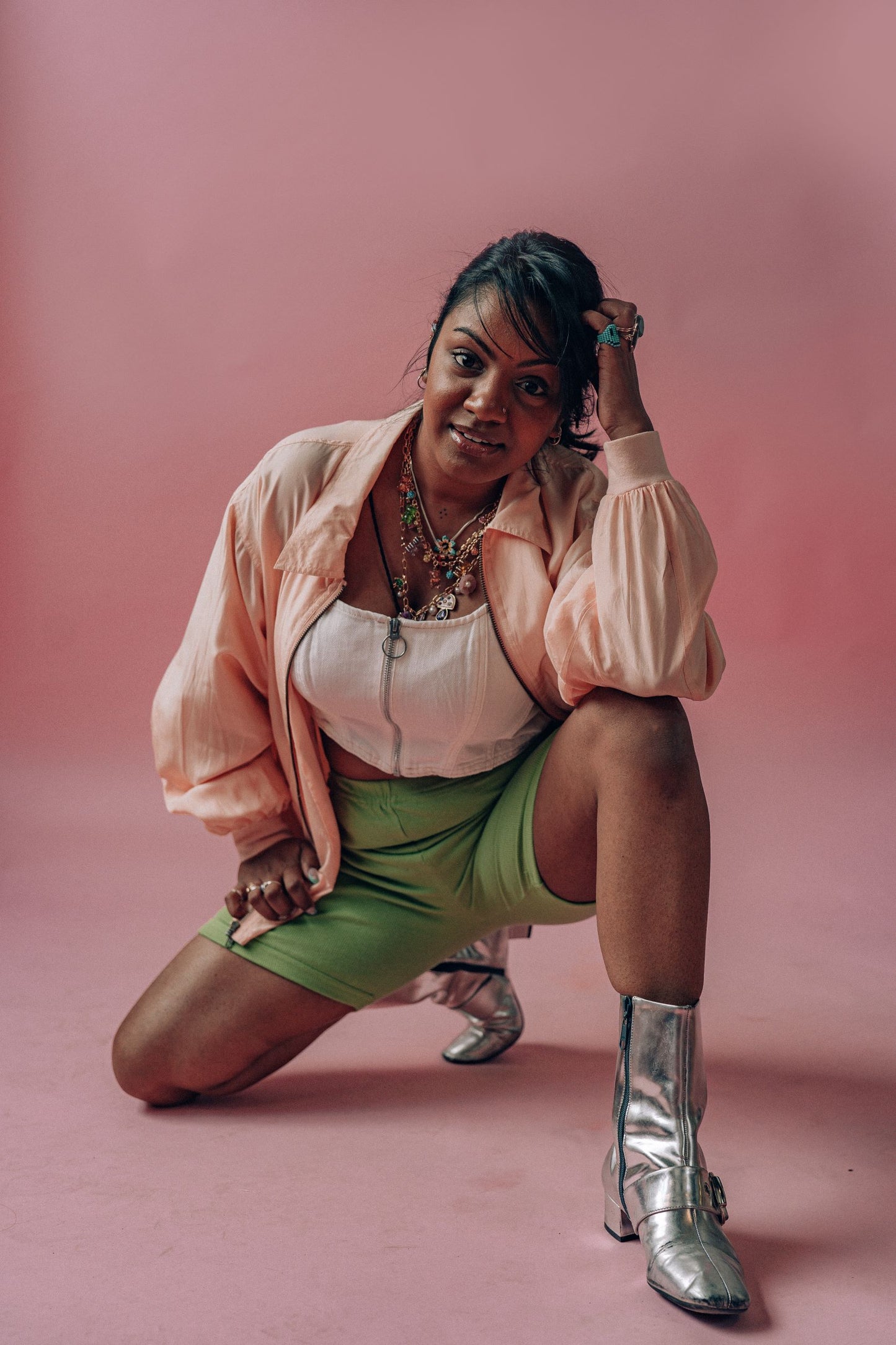 Blooming: Blush silk Hand Painted bomber