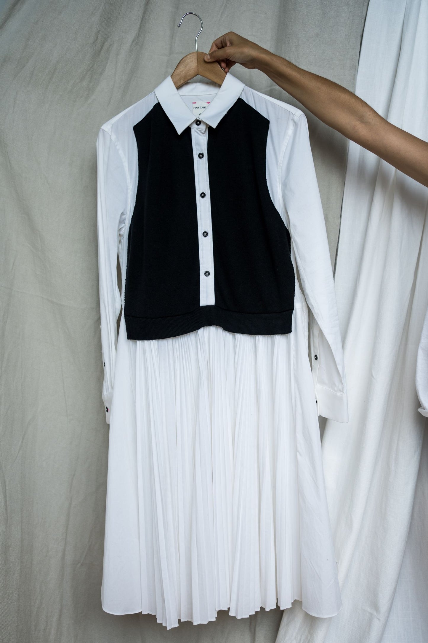 Floral Heights: Pink Tartan hand Painted dress