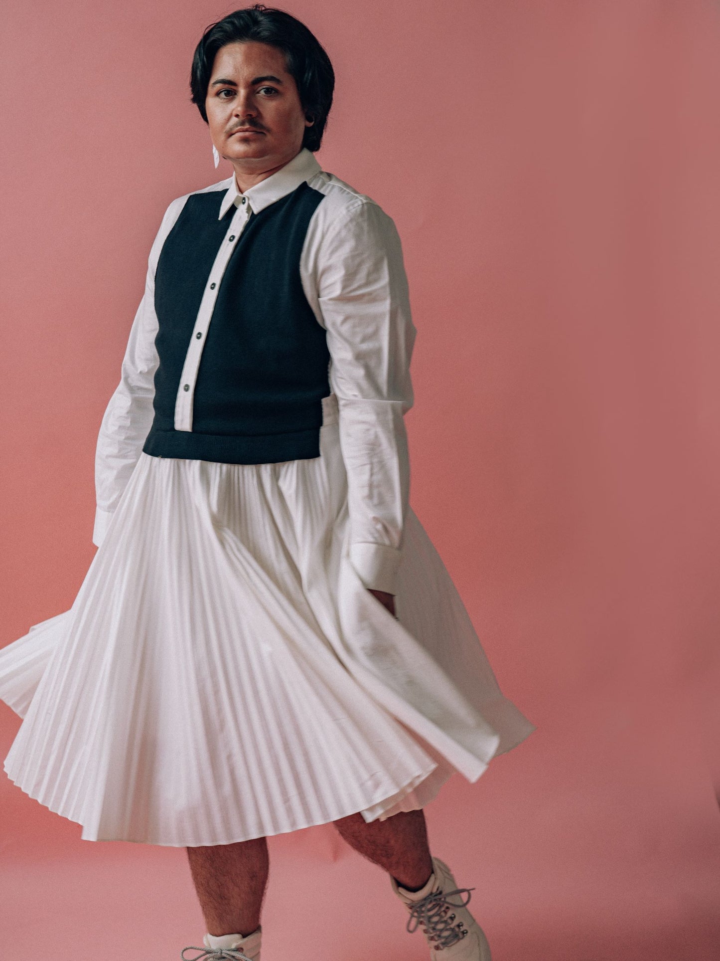 Floral Heights: Pink Tartan hand Painted dress