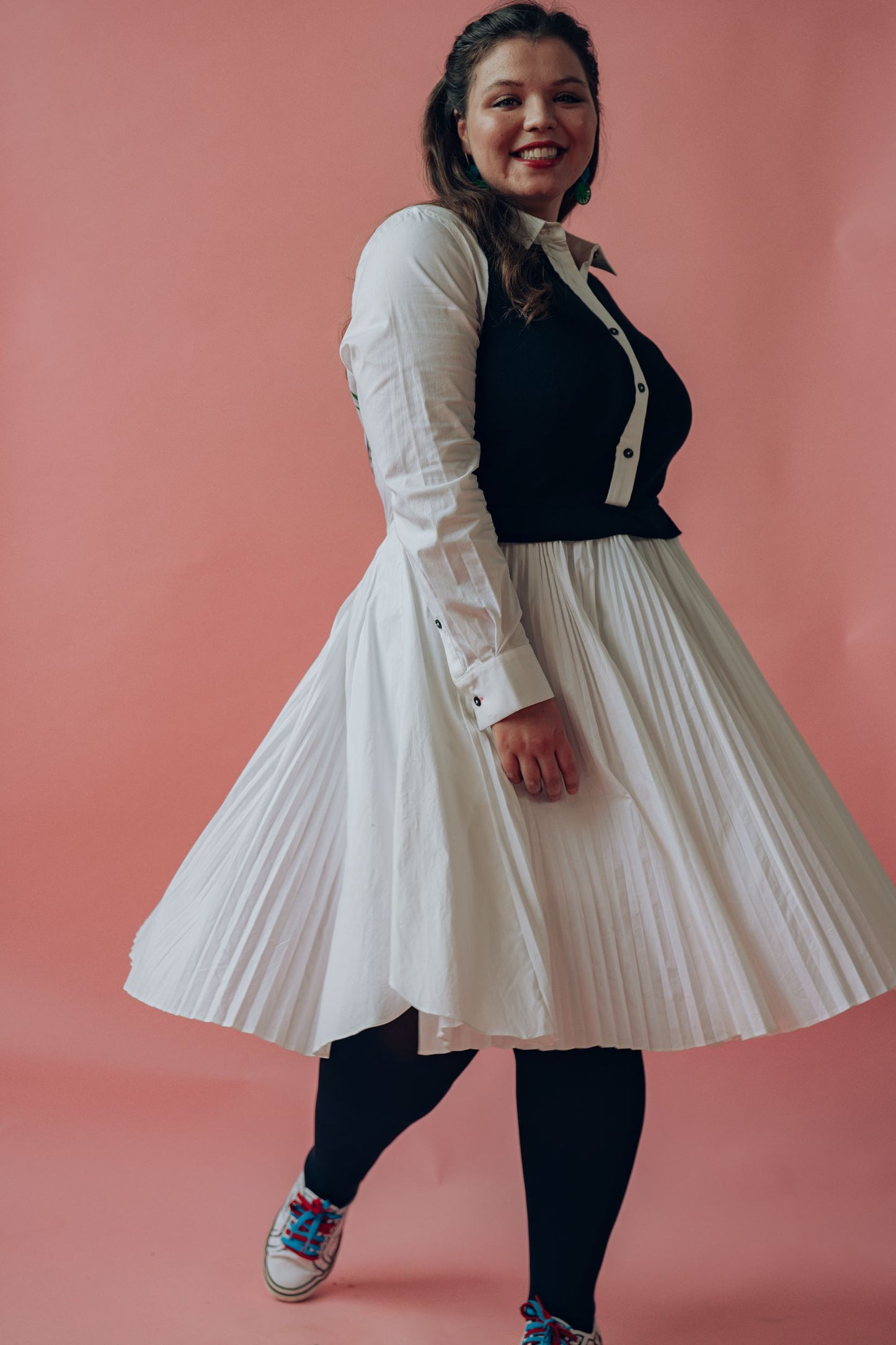 Floral Heights: Pink Tartan hand Painted dress