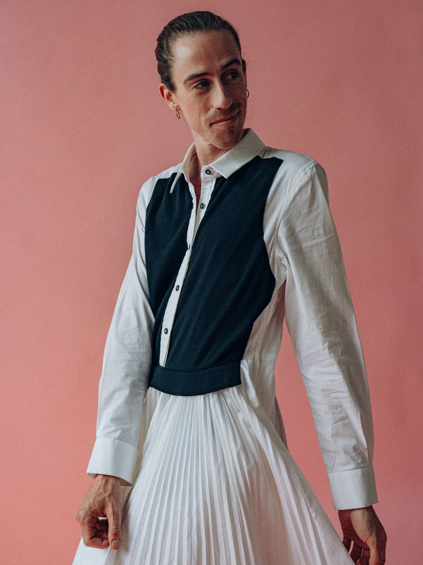 Floral Heights: Pink Tartan hand Painted dress