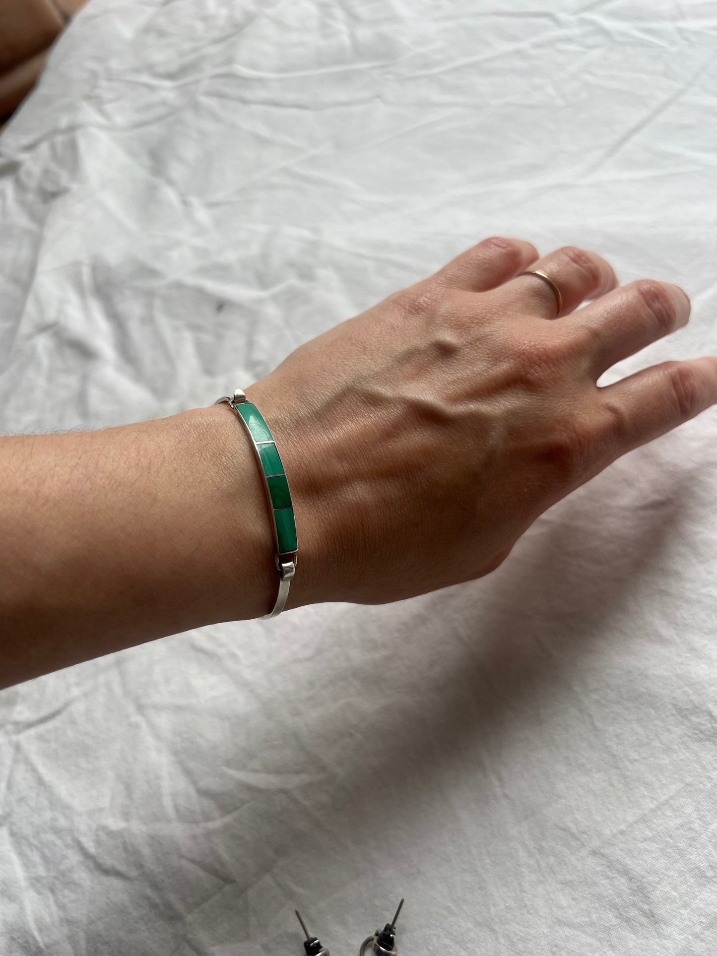 Silver malachite bracelet