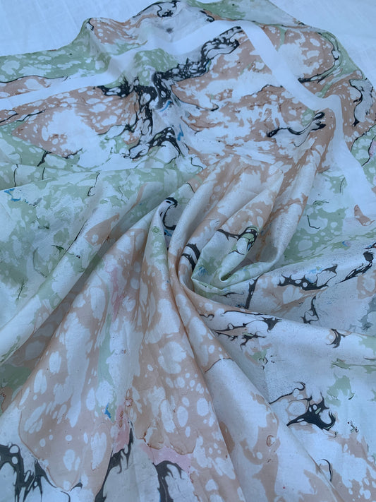 Marble Screen Printed Silk Scarf