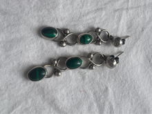 Load image into Gallery viewer, Malachite + silver earrings
