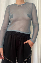 Load image into Gallery viewer, Istanbul silver blue netted top
