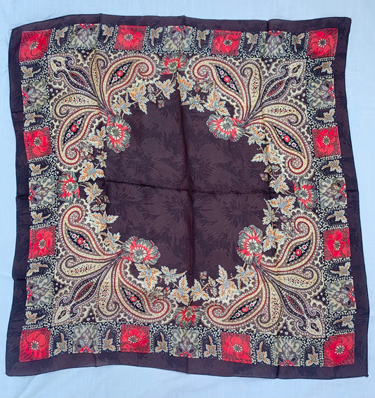 Chocolate Brown Paisley Silk Scarf