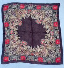 Load image into Gallery viewer, Chocolate Brown Paisley Silk Scarf
