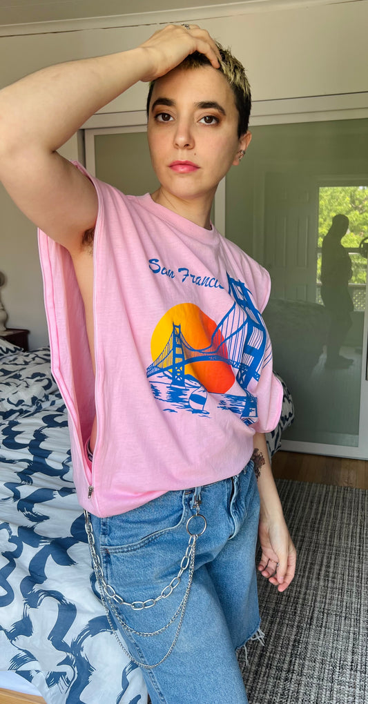 Slutty San Fran sunset side zip tee