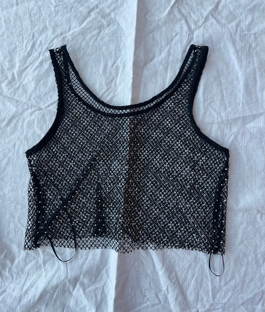 Black Mesh sparkly crop tank