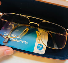 Load image into Gallery viewer, 1980s Bulova Blue Light Gold Frame Glasses
