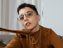 Load image into Gallery viewer, 1980s Gucci Gold Plated Blue Light Glasses
