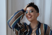 Load image into Gallery viewer, 1980s Bulova Blue Light Gold Frame Glasses
