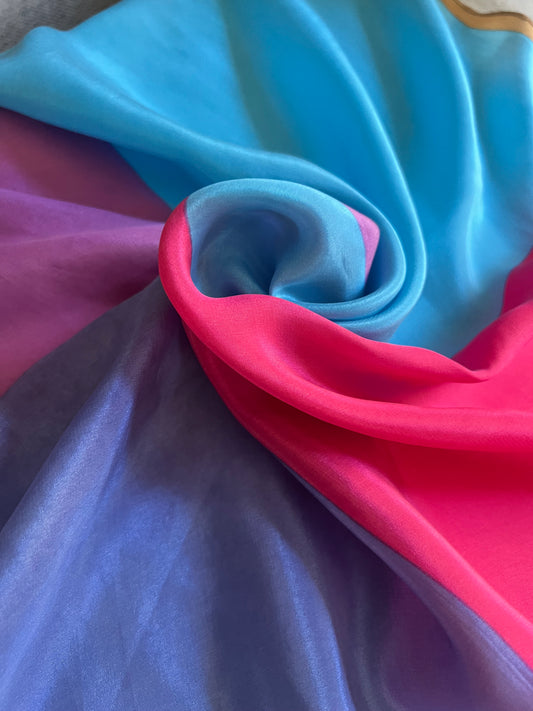 4 Colour block silk