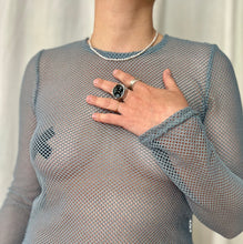 Load image into Gallery viewer, Istanbul silver blue netted top
