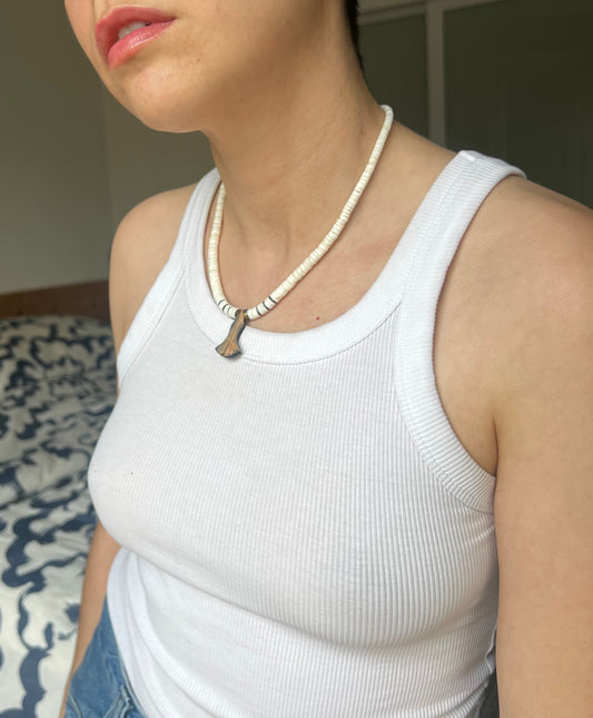 Shark tooth pika shell necklace