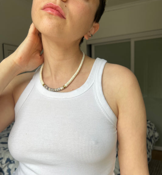 Striped Puka Shell necklace