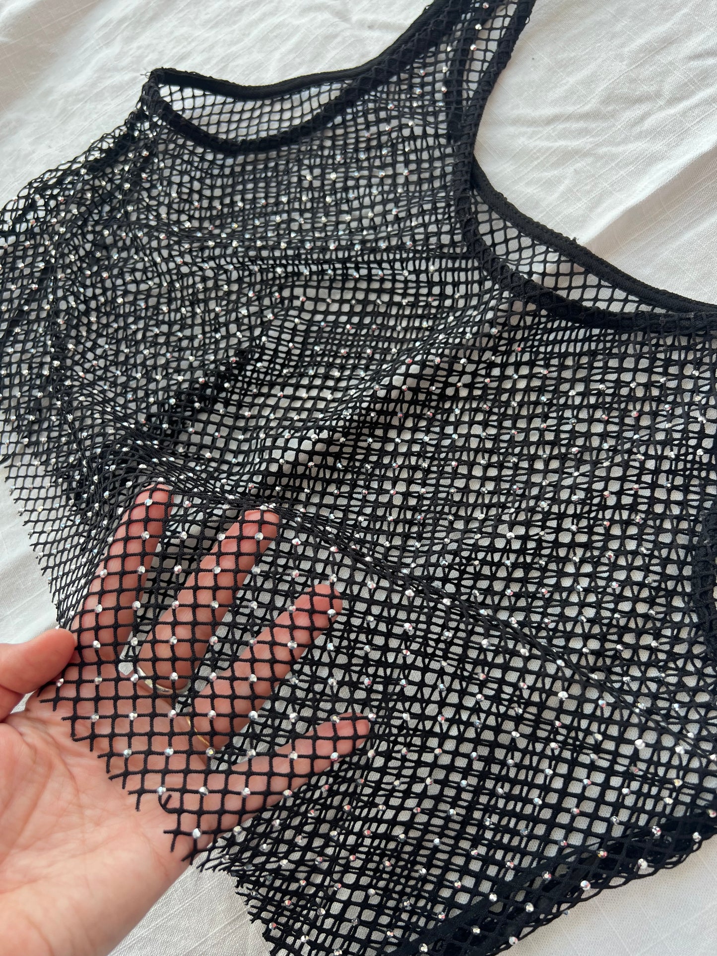 Black Mesh sparkly crop tank