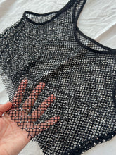 Load image into Gallery viewer, Black Mesh sparkly crop tank
