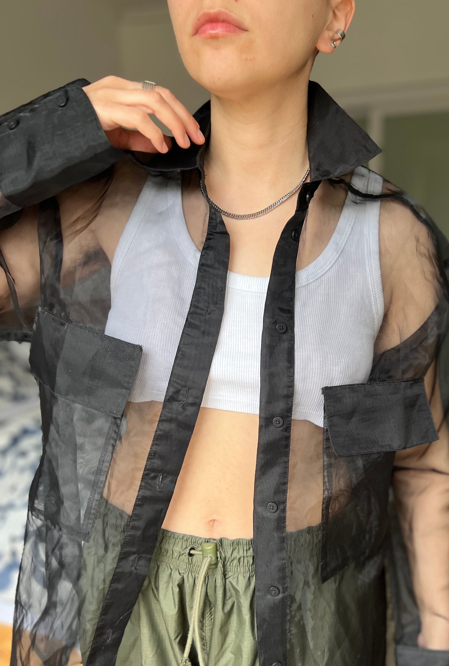 Sara Ramirez sheer button up