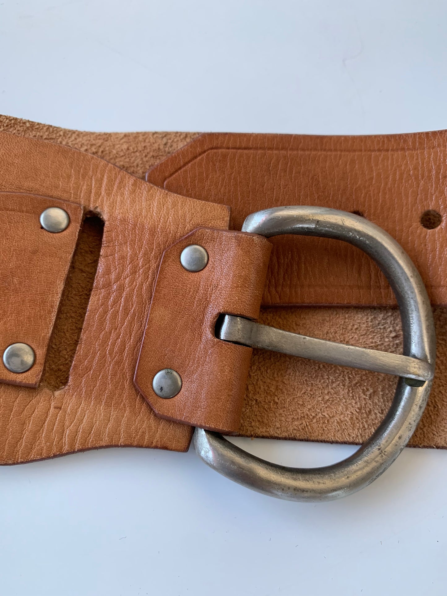 Tan leather cincher belt