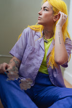 Load image into Gallery viewer, Lilac Nylon button up shirt
