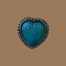 Load image into Gallery viewer, Turquise Heart bolo button cover
