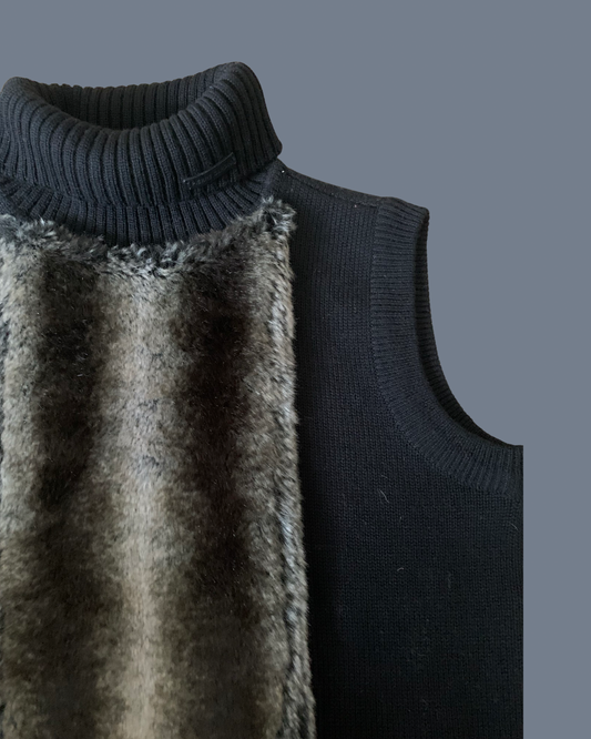 Faux fur front sweater vest