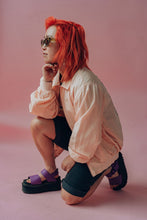Load image into Gallery viewer, Blooming: Blush silk Hand Painted bomber
